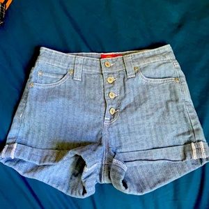 Dickies Light Wash Stripe Denim Button Shorts